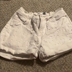 White jean shorts